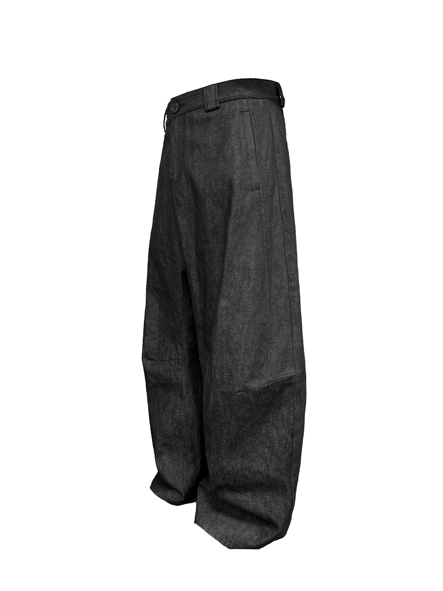 Low Crotch Pleated Raw Denims
