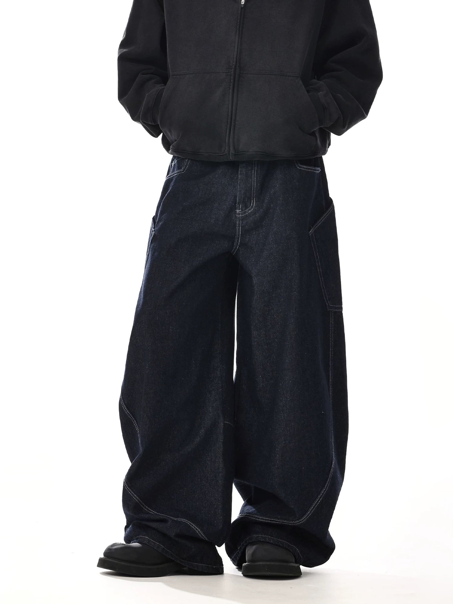 Scimitar Design Wide Leg Bright Line Original Color Jeans