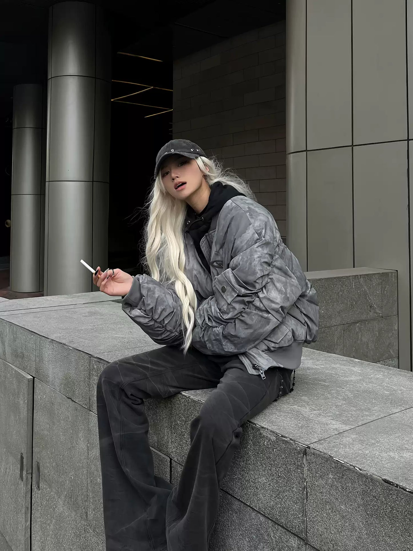 Wasteland Style Pleated Design Bomber