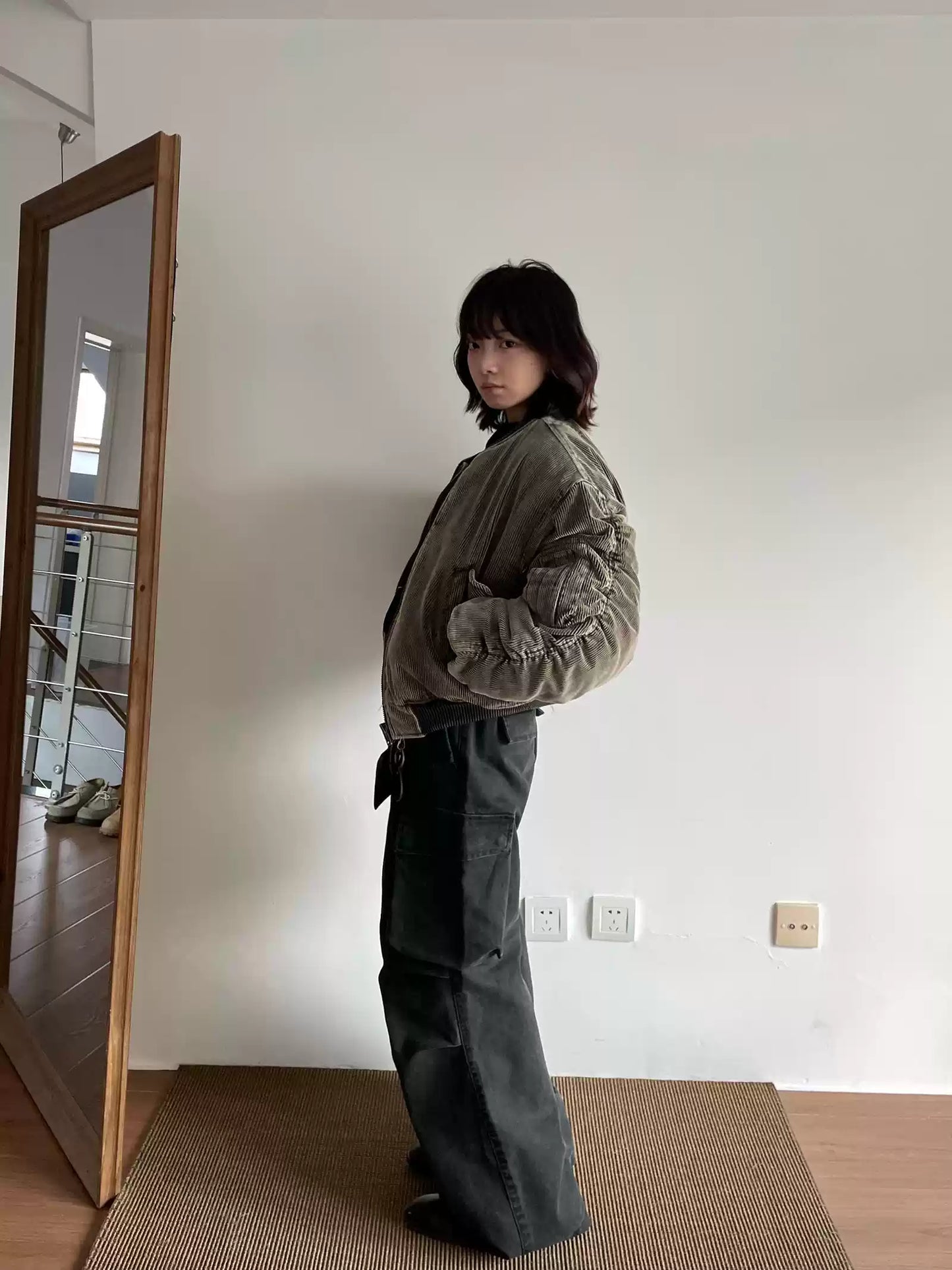 Washed Distressed Corduroy Bomber