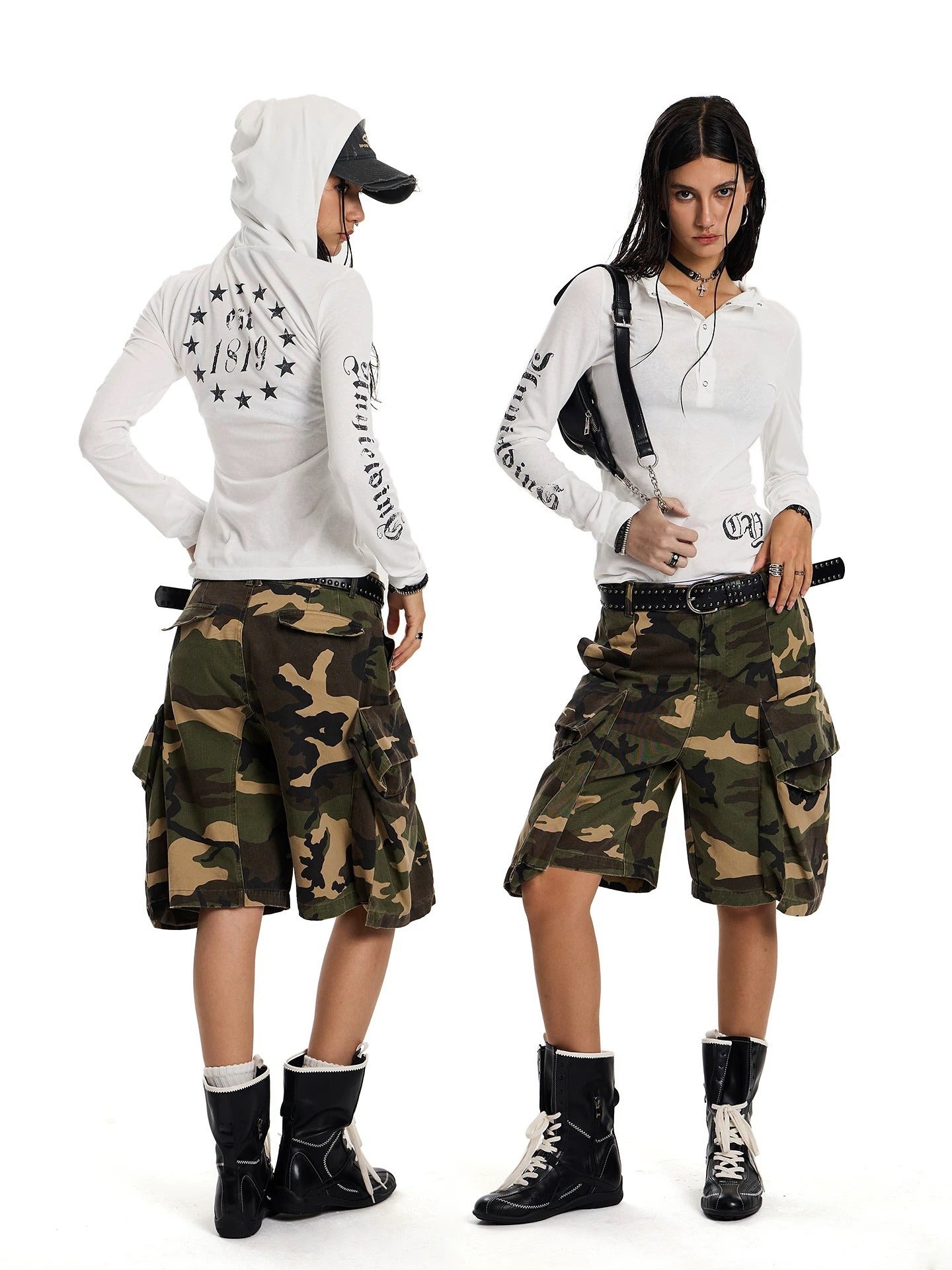Letter Print Hooded Long-Sleeved