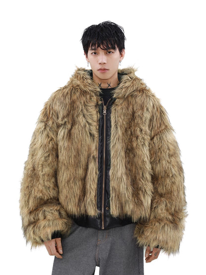 Reversible Fur Hooded Leather Jacket