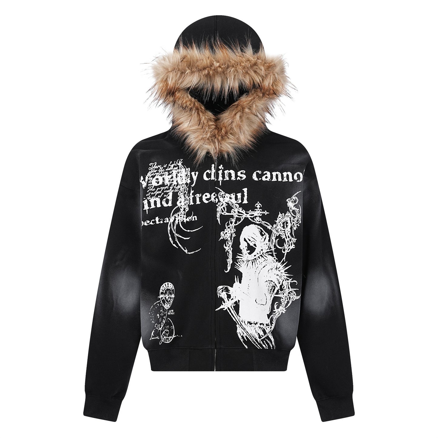Redemption Dark Style Hooded Sweatshirt Subculture Fur Collar