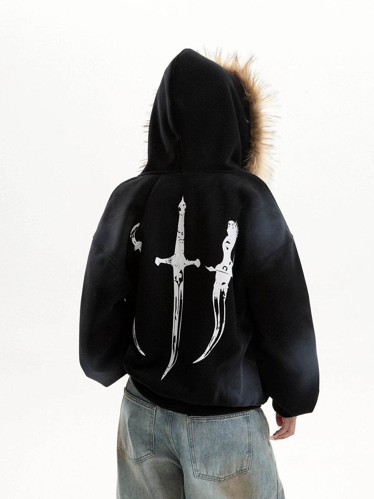 Redemption Dark Style Hooded Sweatshirt Subculture Fur Collar