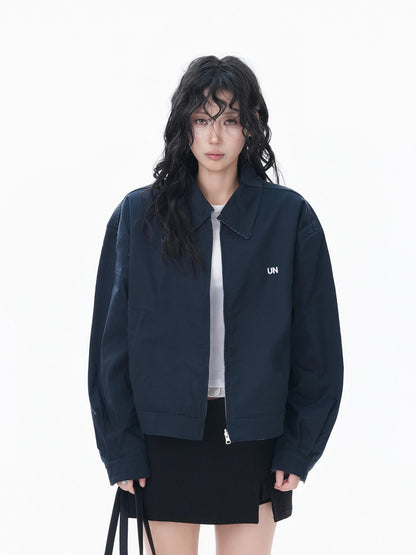 Blue Plaid Reversible Cropped Jacket