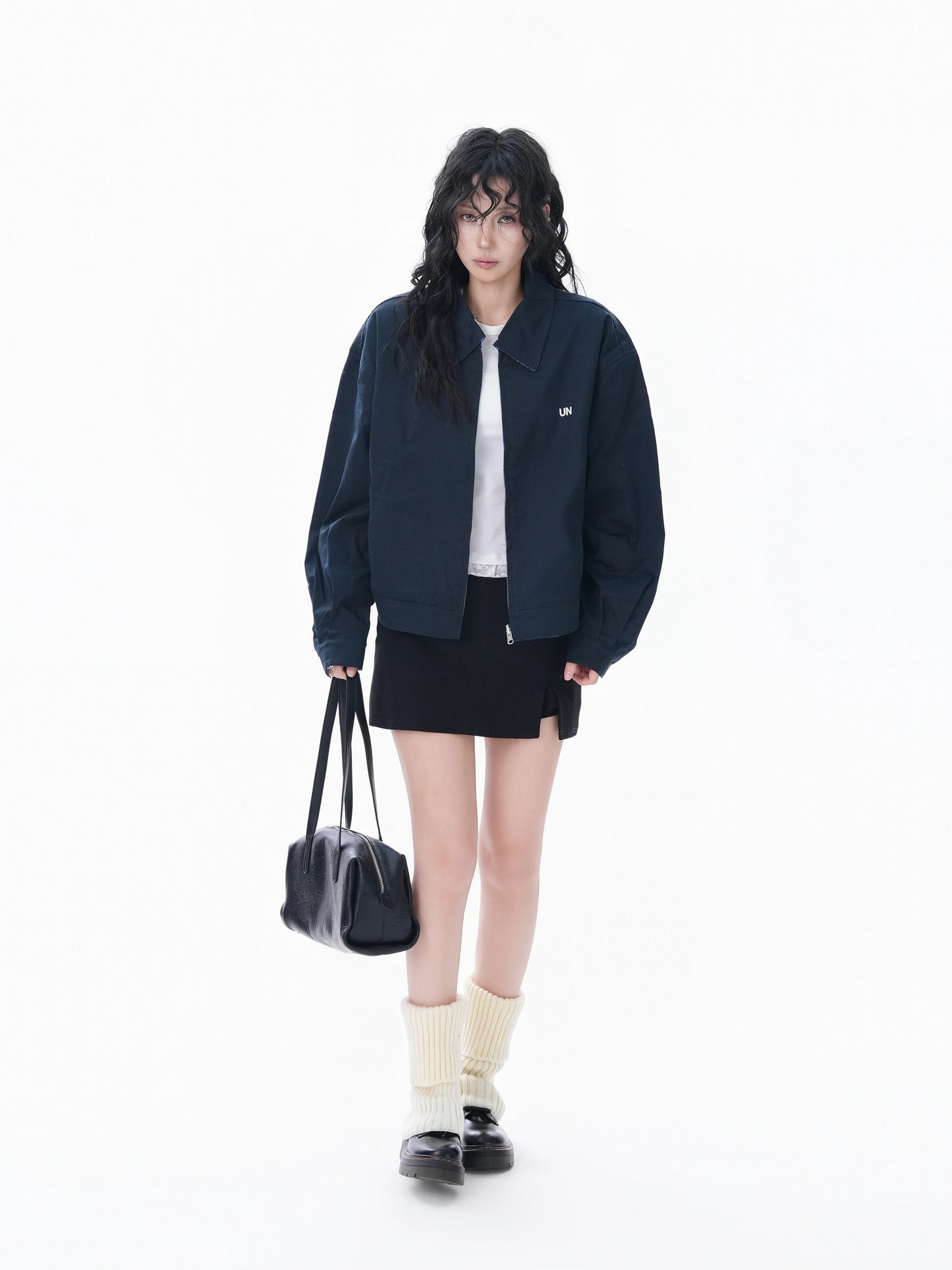 Blue Plaid Reversible Cropped Jacket