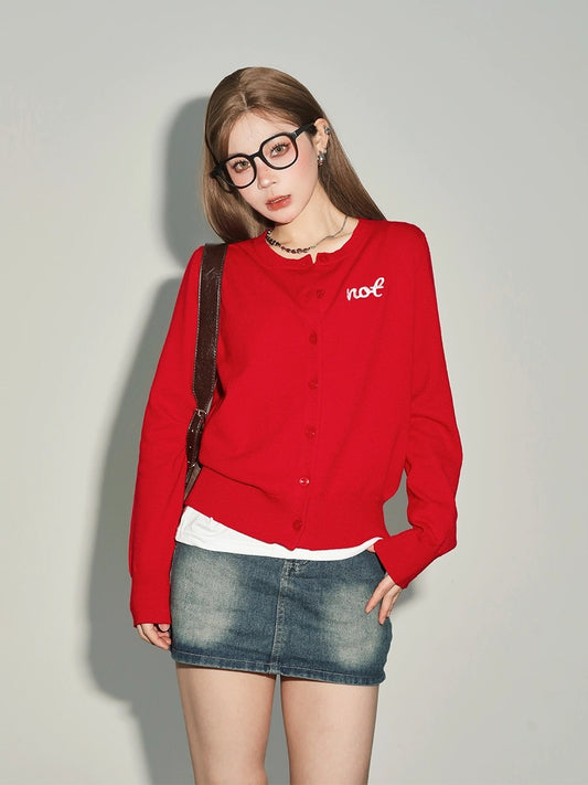Red Early Spring Cardigan